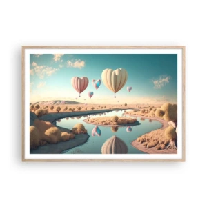 Plakát v rámu světlý dub - Láska tě nechá vzlétnout - 100x70 cm