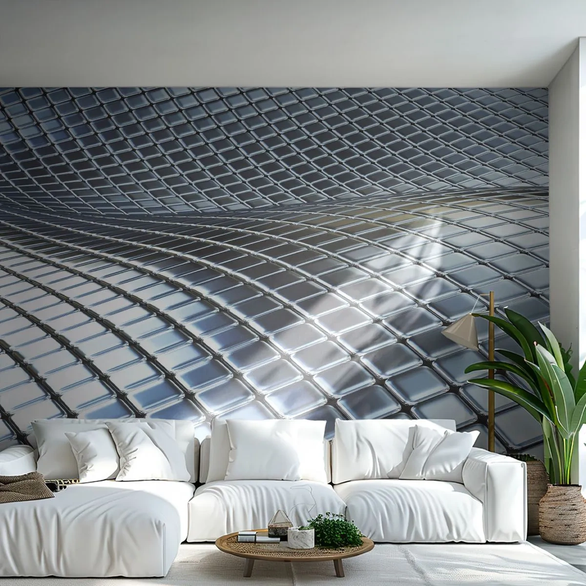 Fototapeta Standard Eco - Kovová stříbrná vlna - Abstrakce, Grafika, Kus - 250x175 cm