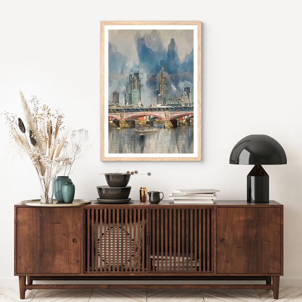 Plakát v rámu světlý dub - Londýn v celé své kráse - 50x70 cm