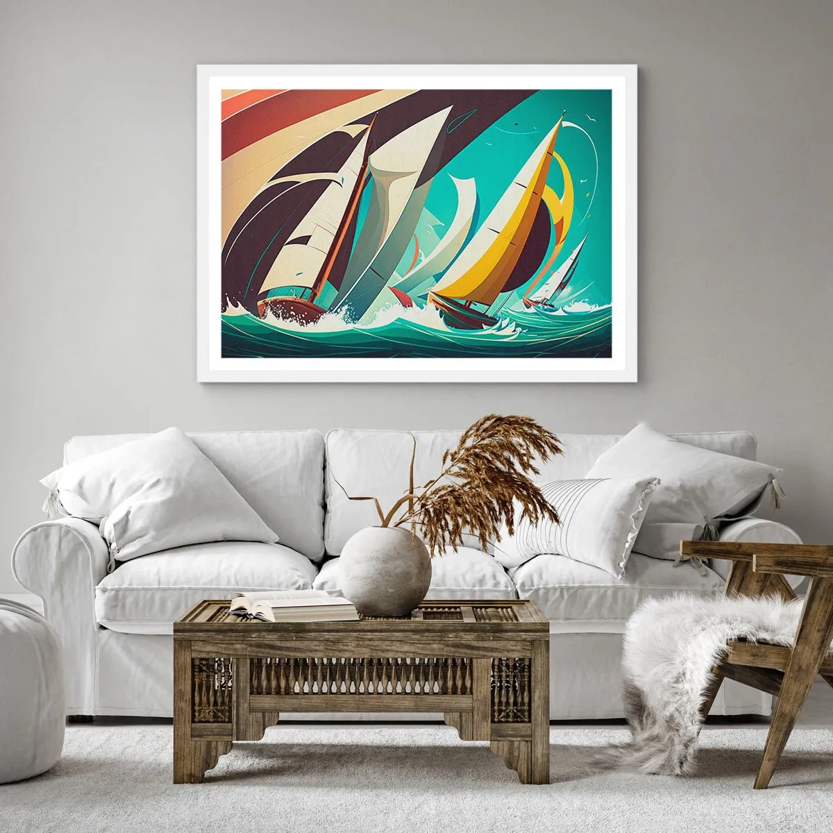 Plakát v bílém rámu - Jak vycházet s živly - 60x60 cm