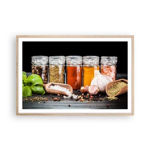Plakát v rámu světlý dub - Aby měl život chuť - 91x61 cm