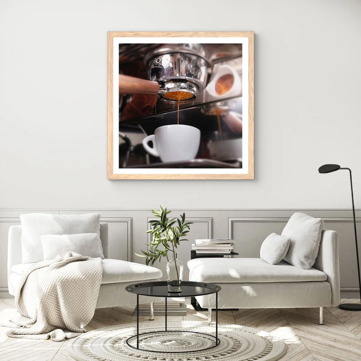 Plakát v rámu světlý dub - Dobrá chvíle dne - 60x60 cm