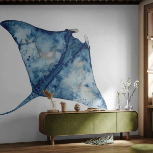 Fototapeta na míru Premium Canvas - Život v modři - rejnok, Ryba, Přímořský styl