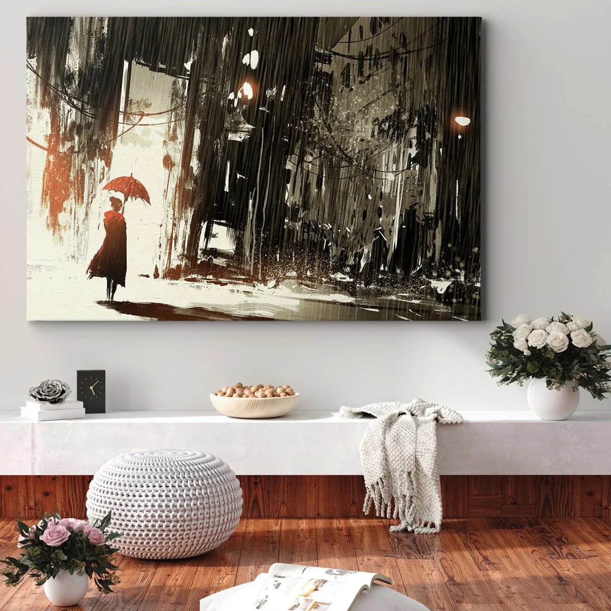Obraz na plátně - Poezie červeného deštníku - 120x80 cm
