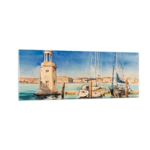 Obraz na skle - Slunečná laguna - 140x50 cm