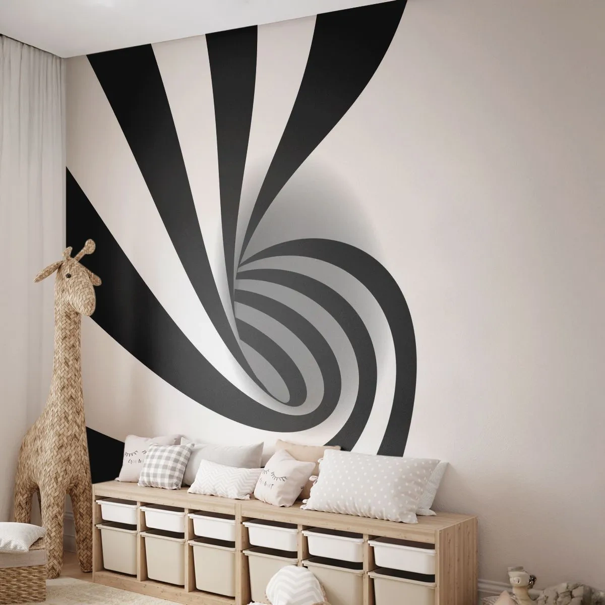 Fototapeta Samolepicí Deluxe Sticker - A přece se točí - Abstrakce, Grafika, Černý a bílý - 250x175 cm
