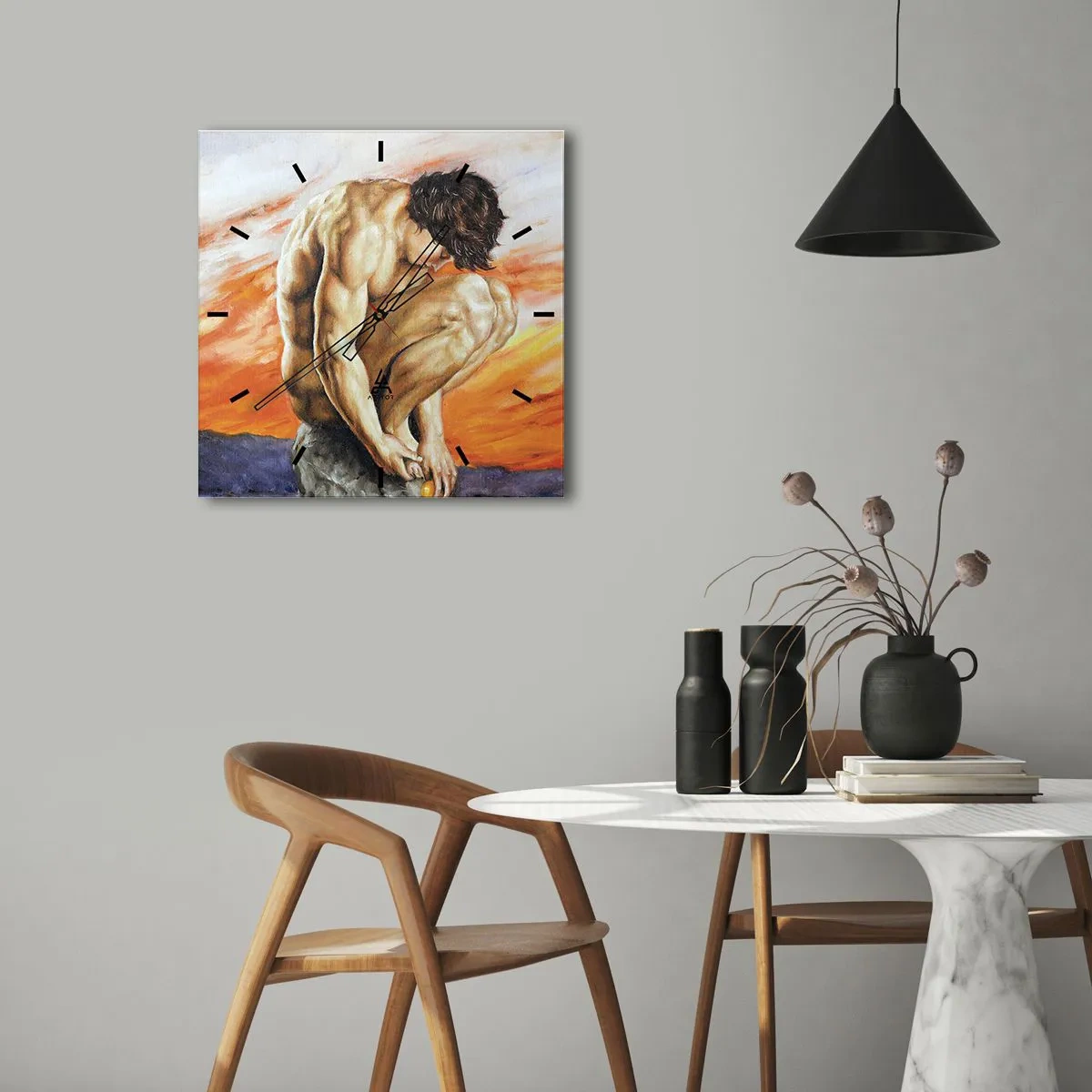 Nástěnné hodiny - Ponořen do sebe - 40x40 cm