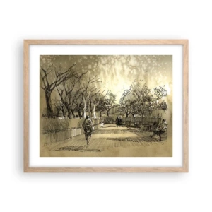 Plakát v rámu světlý dub - Pírkem zastavený okamžik - 50x40 cm