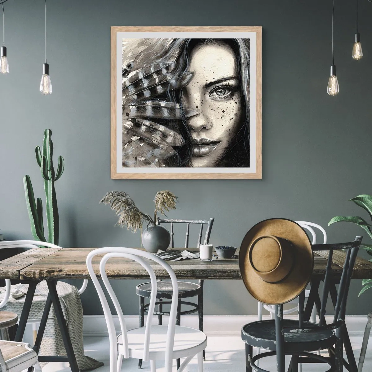 Plakát v rámu světlý dub - Divoká krása - 60x60 cm