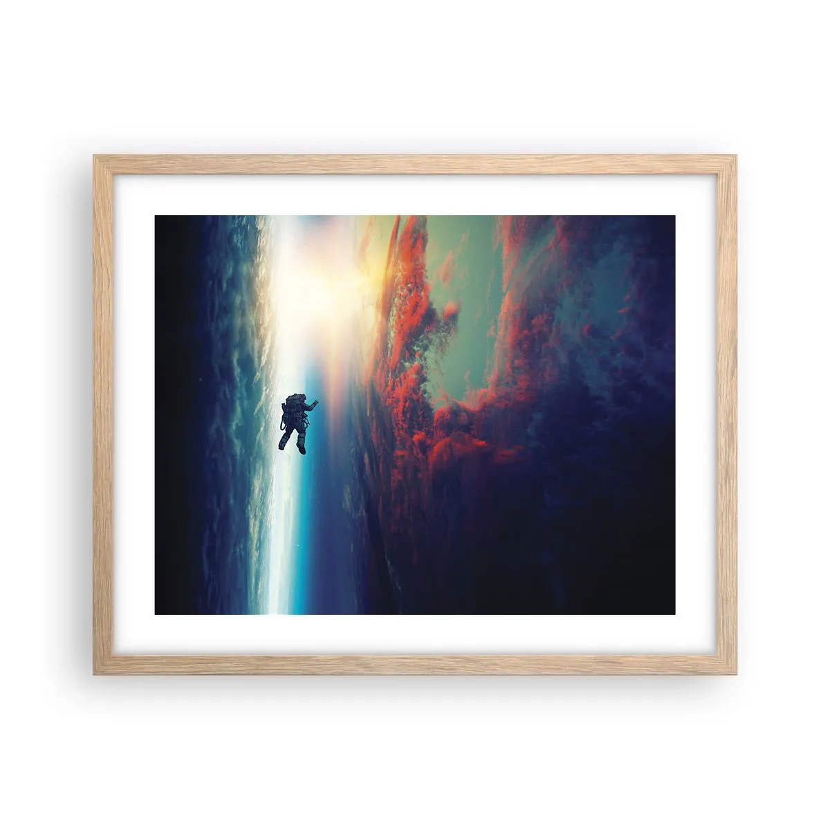 Plakát v rámu světlý dub - Tváří v tvář vesmíru - 50x40 cm