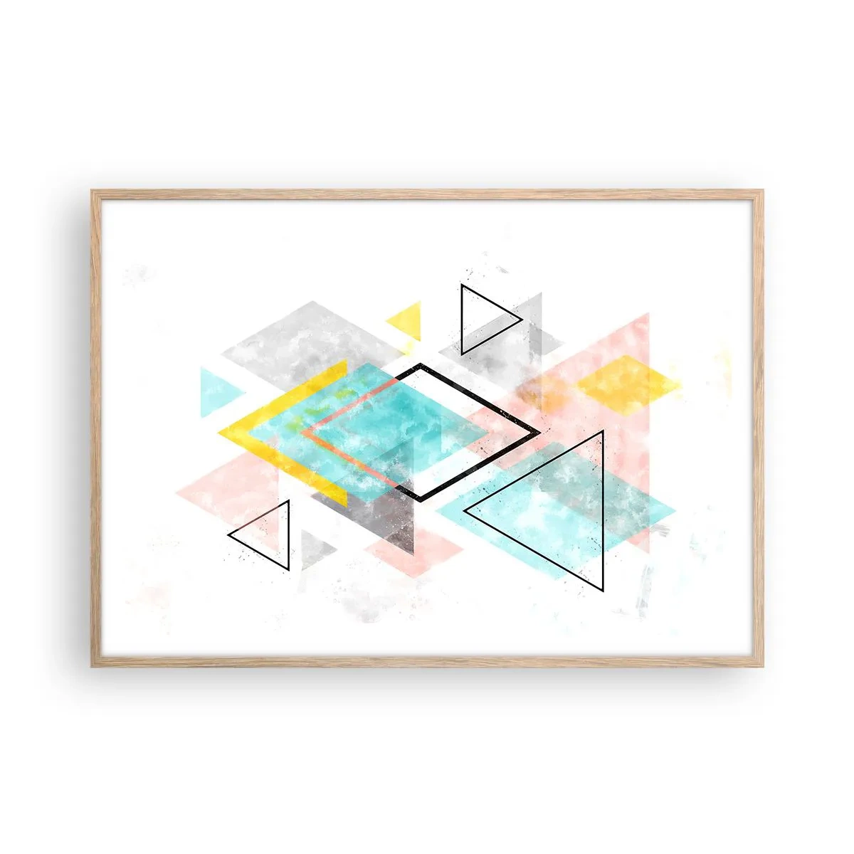 Plakát v rámu světlý dub - Geometrická zábava - 100x70 cm