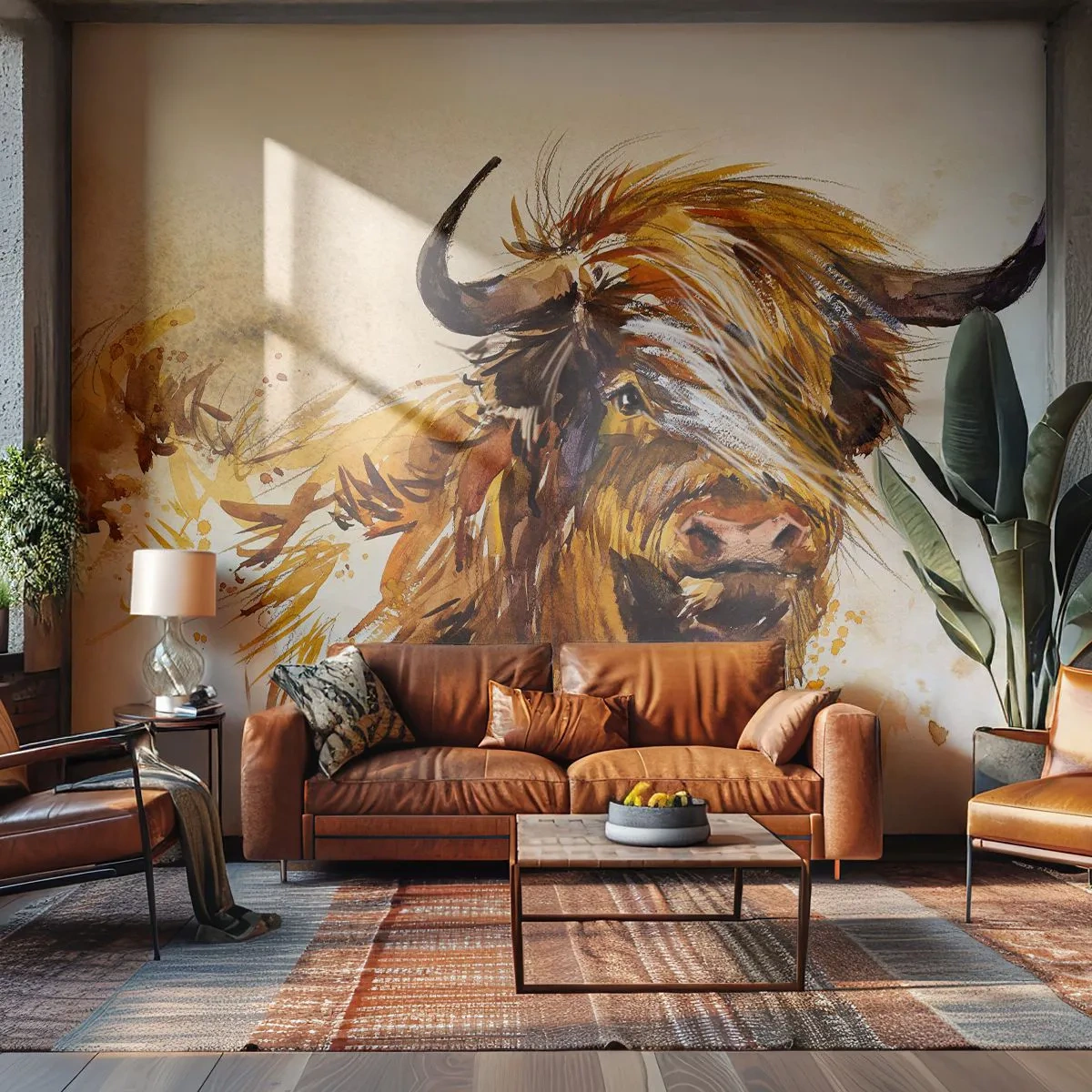 Fototapeta Premium Canvas - Pýcha lovce - Zvířata, Abstrakce, skotský buvol - 250x175 cm