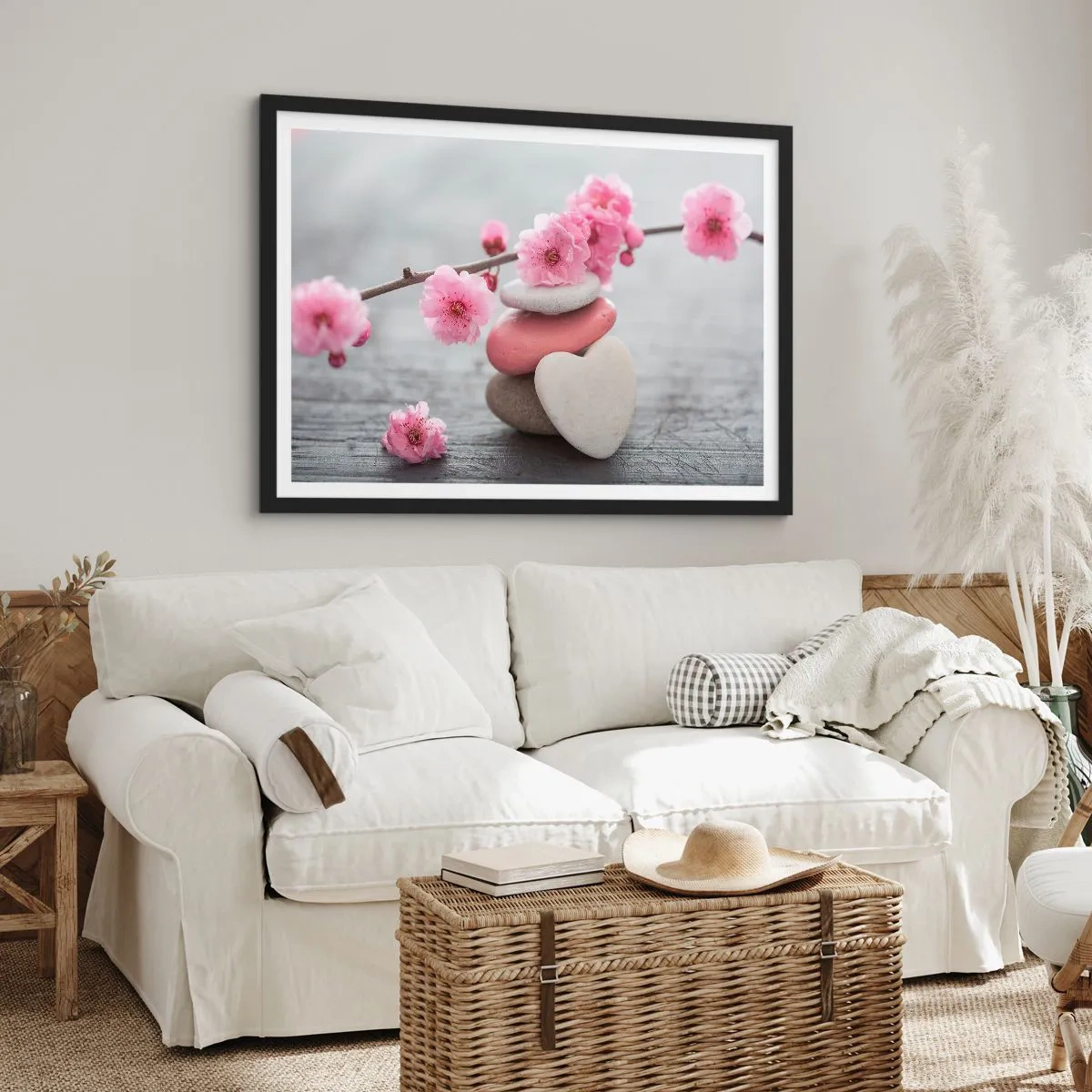 Plakát v černém rámu - Blaženost s višňovým květem - 70x50 cm
