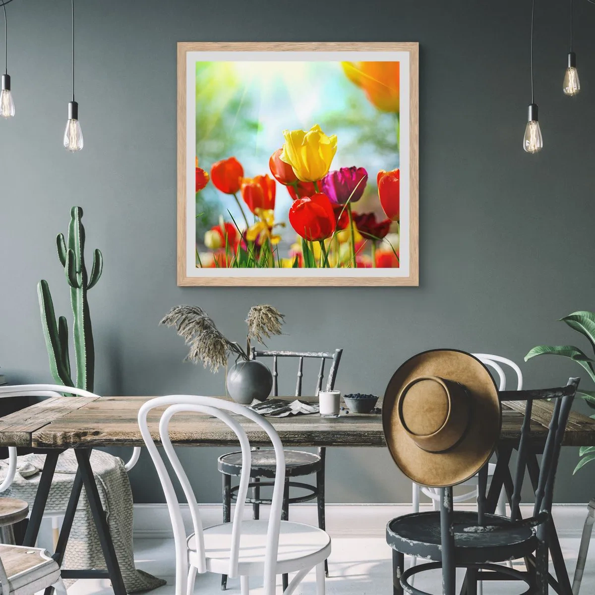 Plakát v rámu světlý dub - Všechny barvy slunce - 40x40 cm