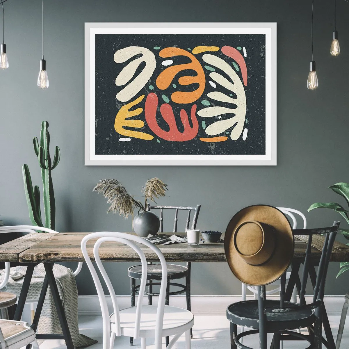 Plakát v bílém rámu - Kompozice – hned tě chytím - 40x30 cm