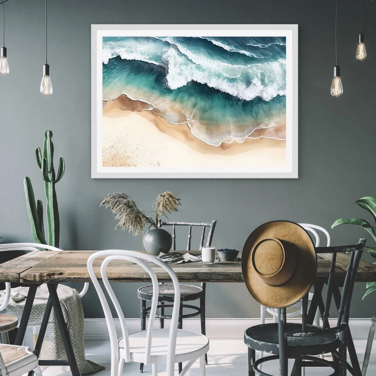 Plakát v bílém rámu - Odvěké setkání - 100x70 cm