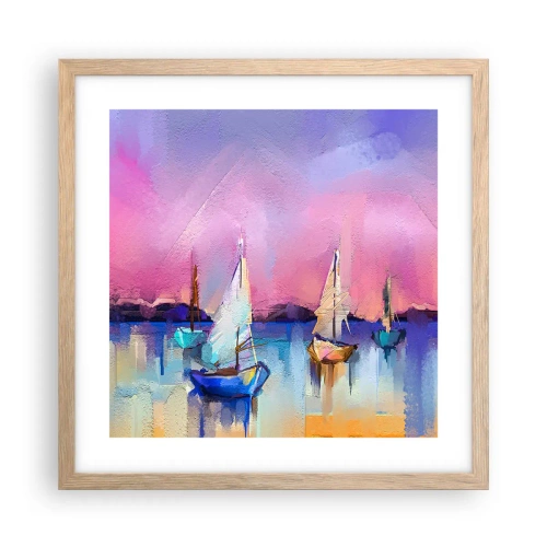 Plakát v rámu světlý dub - Směr: široké vody - 40x40 cm