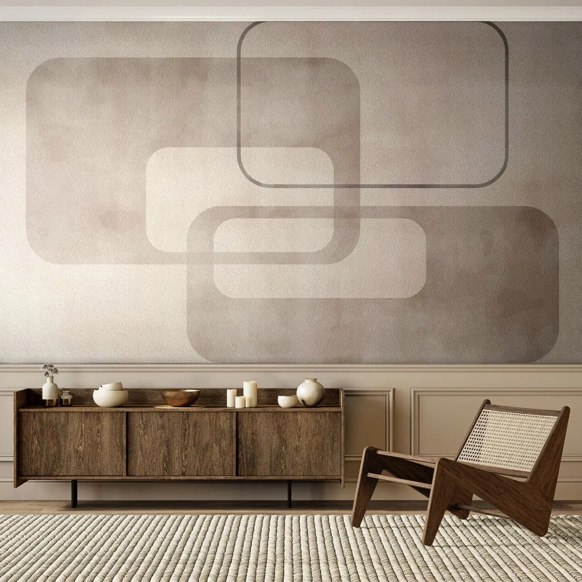 Fototapeta Premium Sand - Geometrická fuga - Tvary, Minimalismus, Jasný - 350x256 cm