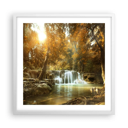 Plakát v bílém rámu - Parkový vodopád - 50x50 cm