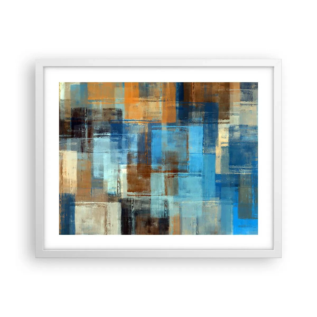 Plakát v bílém rámu - Přes modrý závoj - 50x40 cm