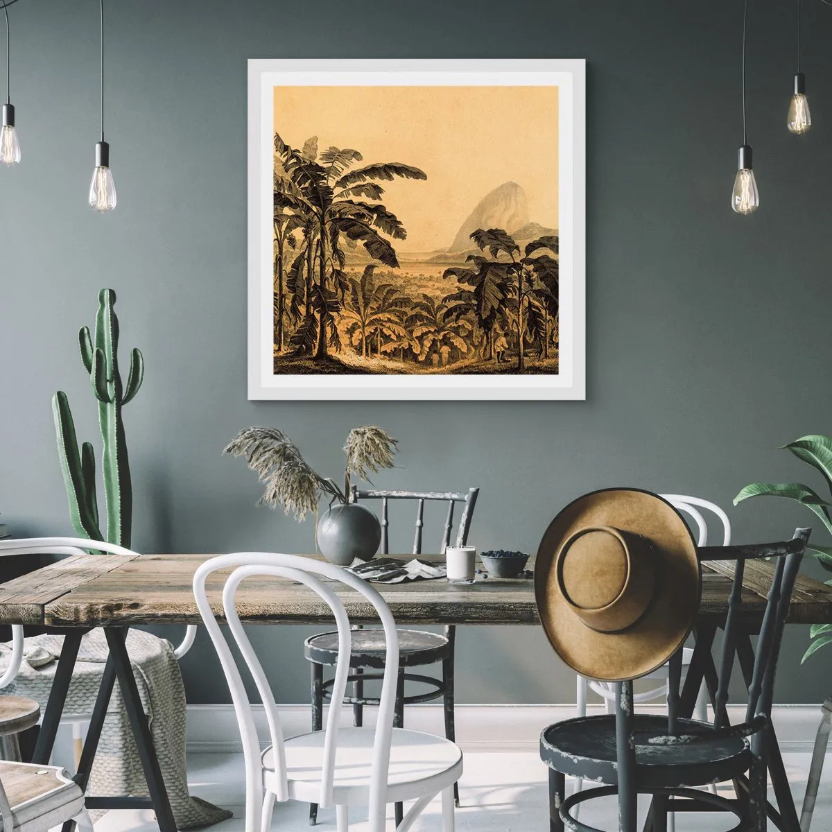 Plakát v bílém rámu - V koloniálním stylu - 60x60 cm