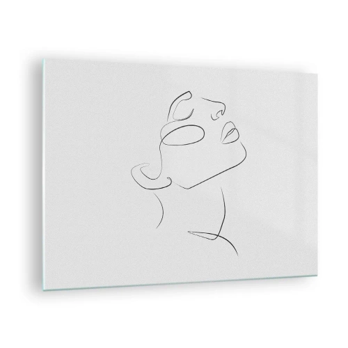 Obraz na skle - Konturový náčrt ženské tváře otočené nahoru - 70x50cm - Meandry snu - Moderní nástěnná dekorace do obývacího pokoje a ložnice ARTTOR