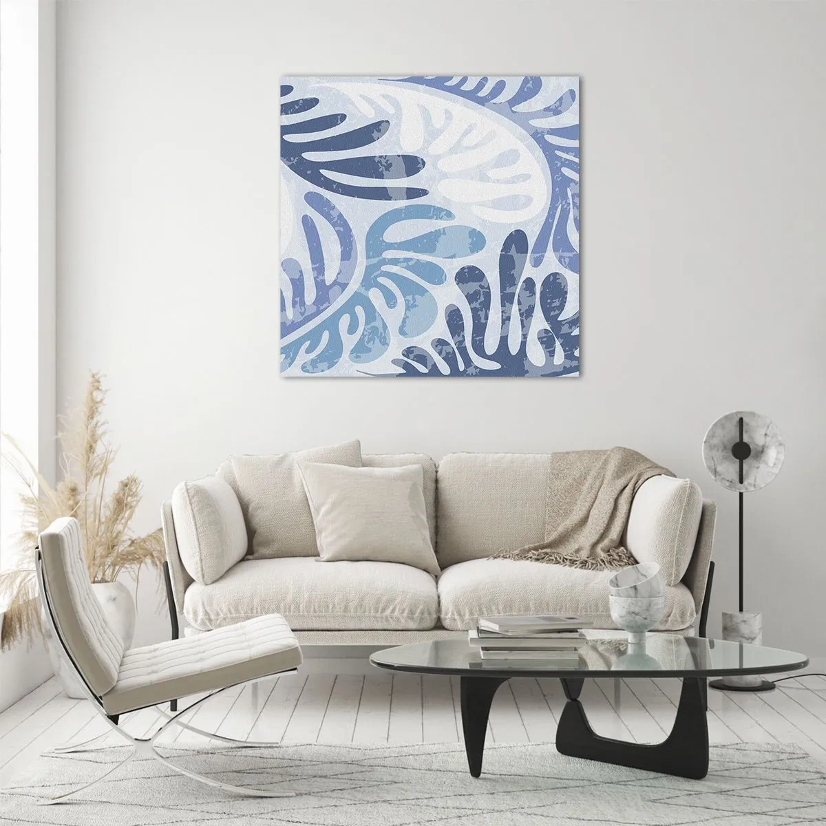 Obraz na skle - Modré kapradí - 60x60 cm