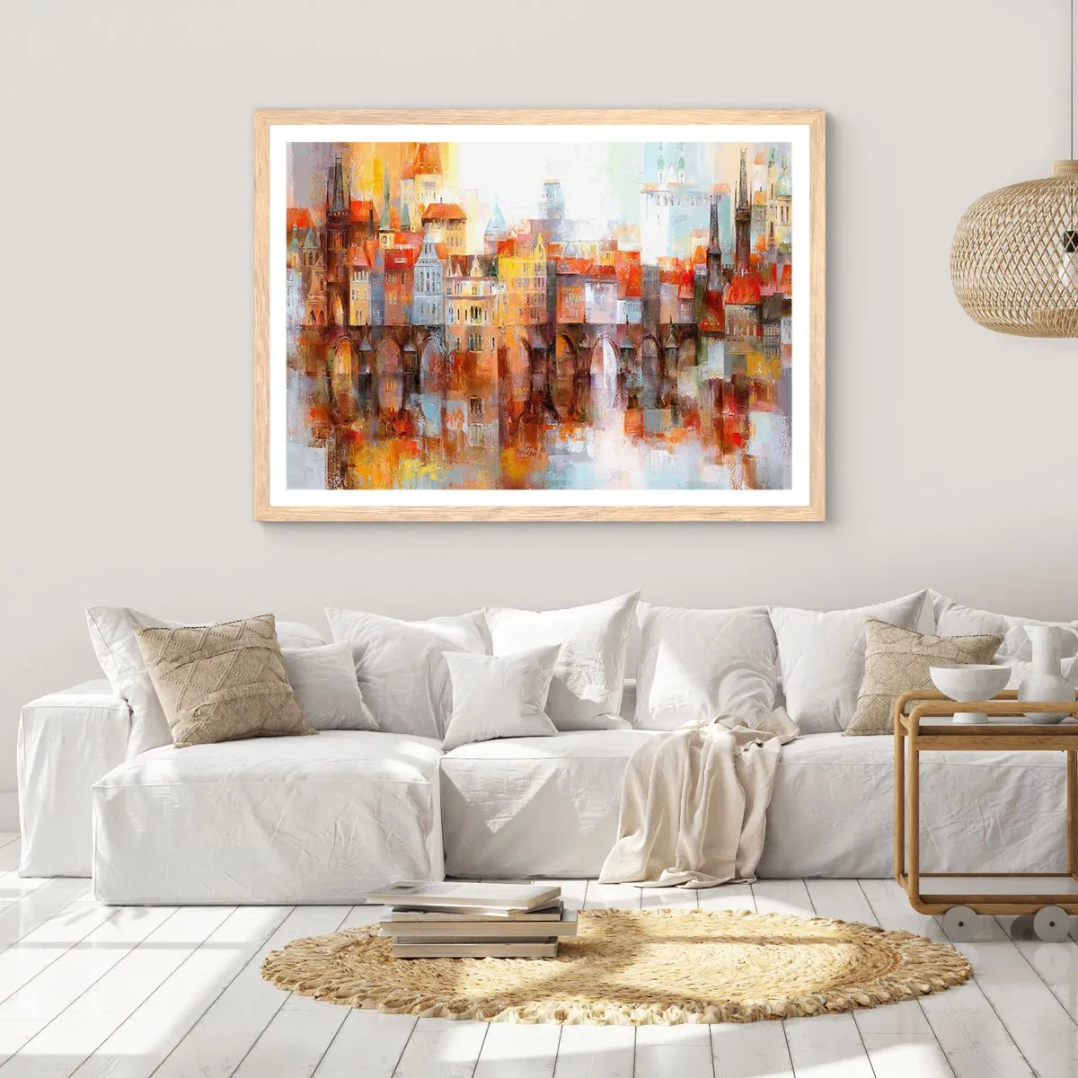 Plakát v rámu světlý dub - Pod mostem je taky krásně - 100x70 cm