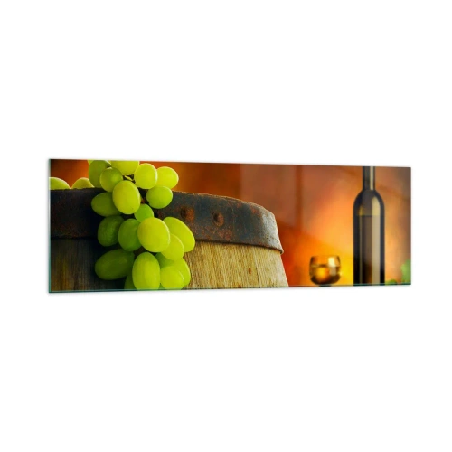 Obraz na skle - Zátiší s lahví vína a hrozny - 160x50 cm