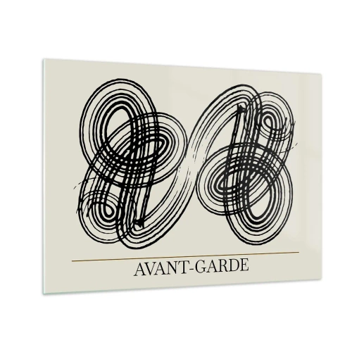 Obraz na skle - Černé avantgardní smyčky a čáry na světlém pozadí - 70x50cm - Vyšlo to spontánně - Moderní nástěnná dekorace do obývacího pokoje a ložnice ARTTOR