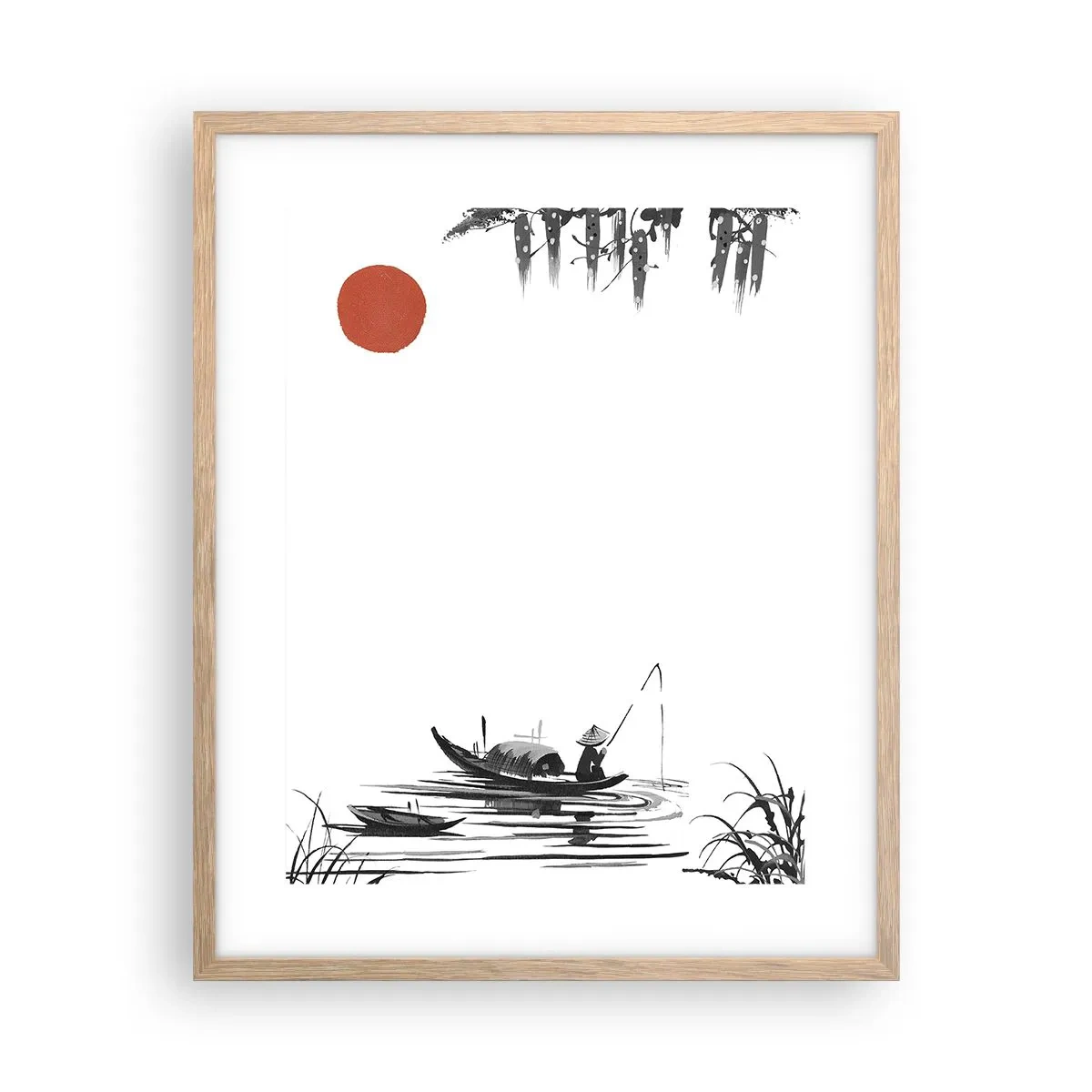 Plakát v rámu světlý dub - Asijské odpoledne - 40x50 cm