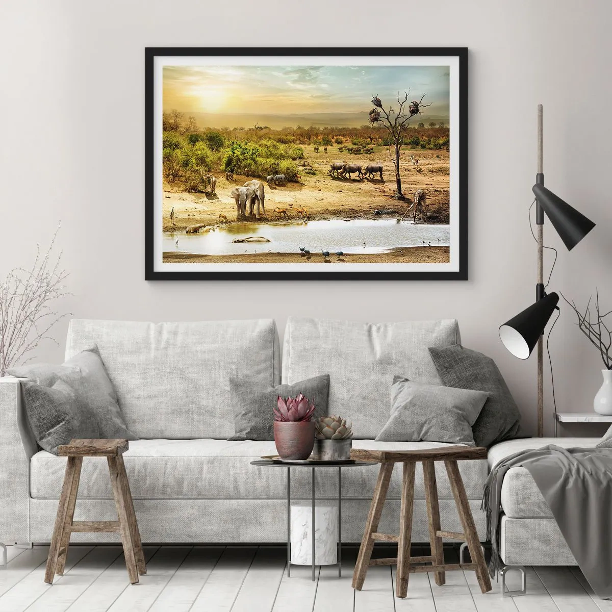 Plakát v černém rámu - „Z ráje opět pramenila řeka…“ - 70x50 cm