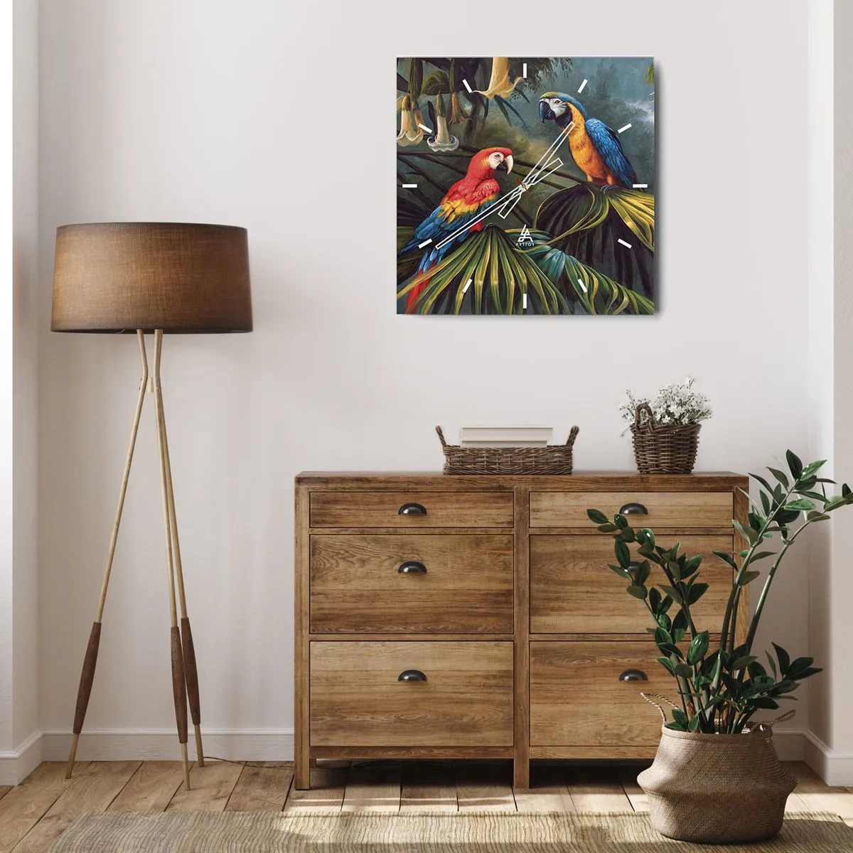 Nástěnné hodiny - Romantismus v tropech - 40x40 cm