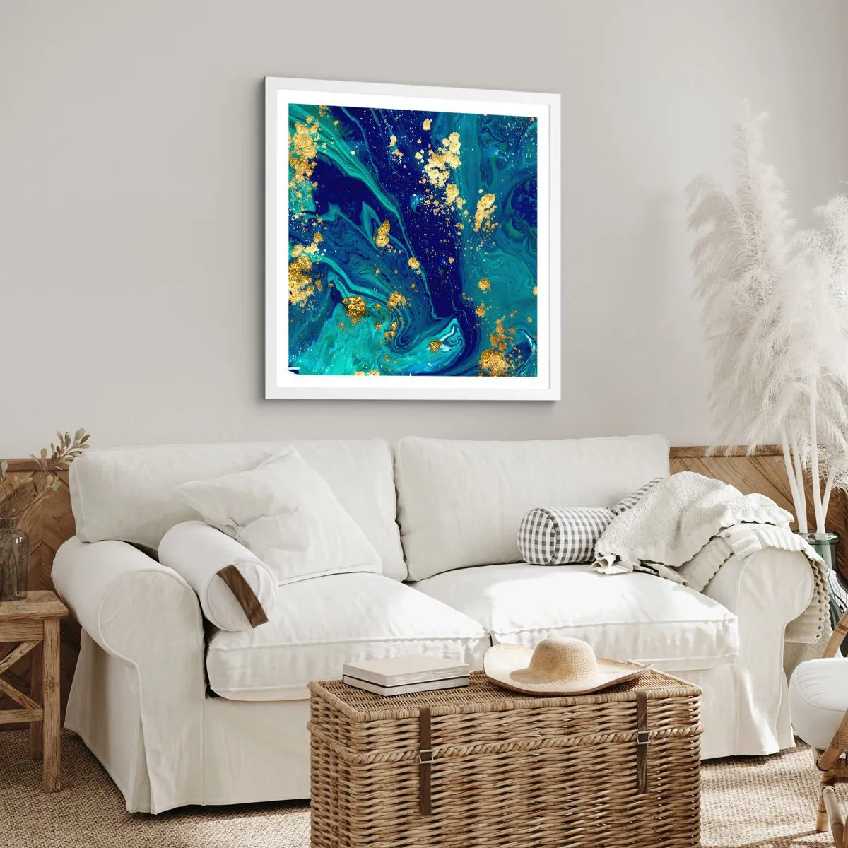 Plakát v bílém rámu - Plátky slunce - 60x60 cm