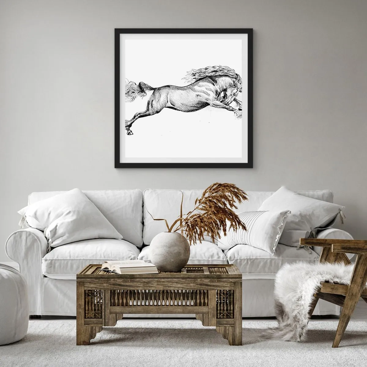 Plakát v černém rámu - Zastavený v cvalu - 50x50 cm