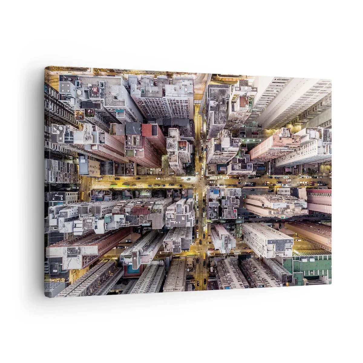 Obraz na plátně - Pohled z ptačí perspektivy na město plné mrakodrapů - 70x50cm - Pozdrav z Hongkongu - Moderní nástěnná dekorace do obývacího pokoje a ložnice ARTTOR