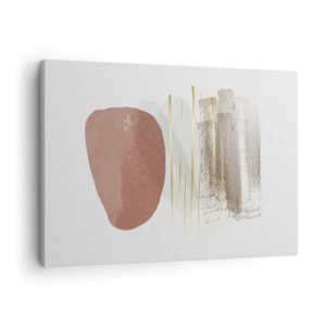 Obraz na plátně - Abstraktní kompozice v béžových a zlatých odstínech - 70x50cm - Abstraktní kolonáda - Moderní nástěnná dekorace do obývacího pokoje a ložnice ARTTOR