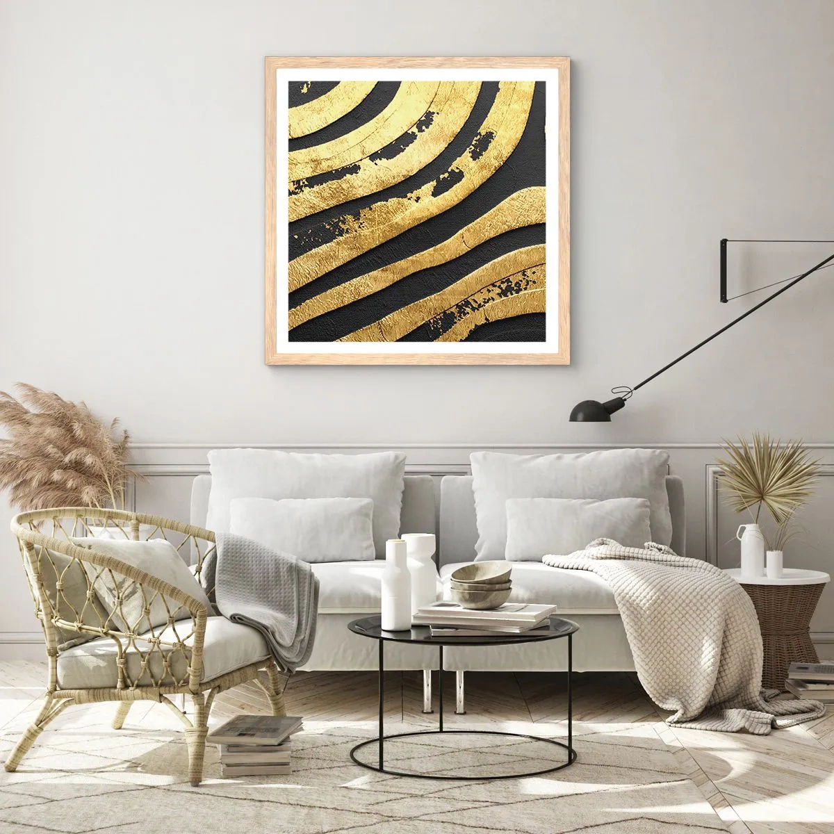 Plakát v rámu světlý dub - Vše plyne - 50x50 cm