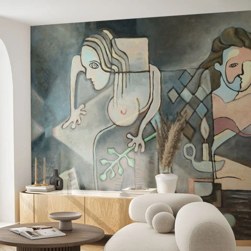 Fototapeta Standard Eco - Abstraktní kompozice dvou postav v geometrickém tvaru. - 100x70cm - Mozaika ducha a hmoty - Moderní nástěnná dekorace do obývacího pokoje a ložnice ARTTOR