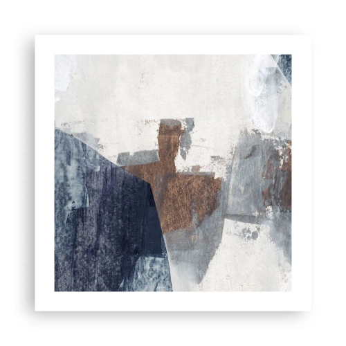 Plakát - Modro-hnědé tvary - 50x50 cm