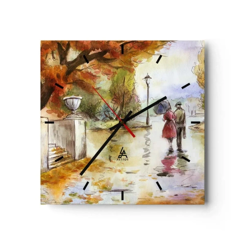 Nástěnné hodiny - Romantický podzim v parku - 30x30 cm