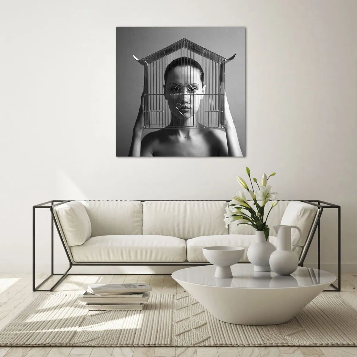 Obraz na skle - Tak trochu surrealistický portrét - 60x60 cm