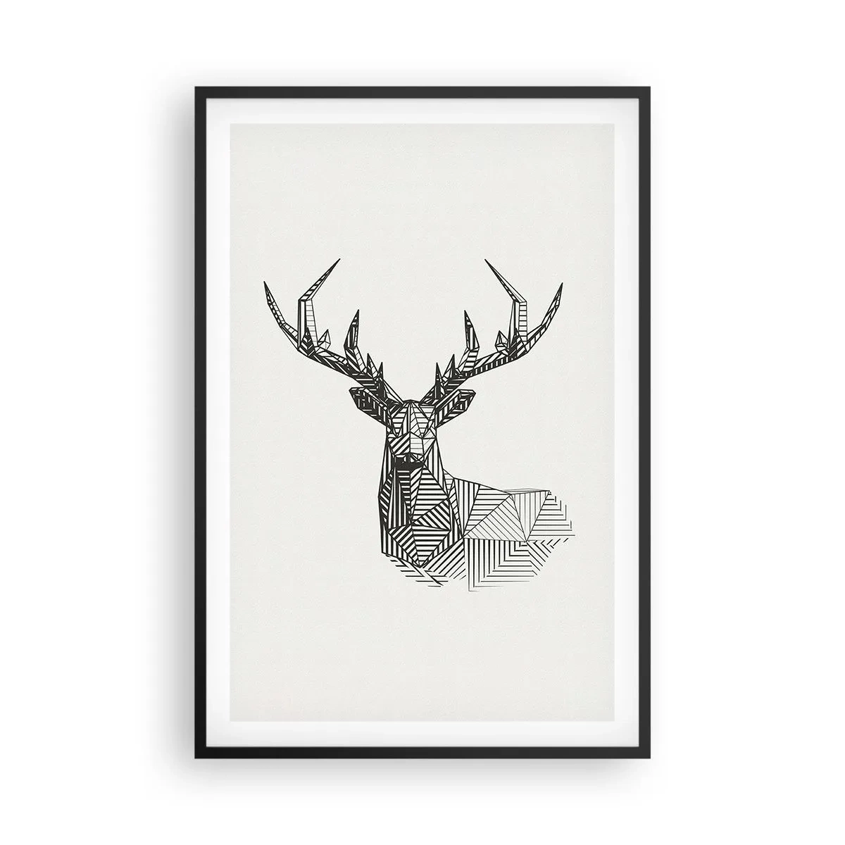 Plakát v černém rámu - Jelen v kubistickém stylu - 61x91 cm