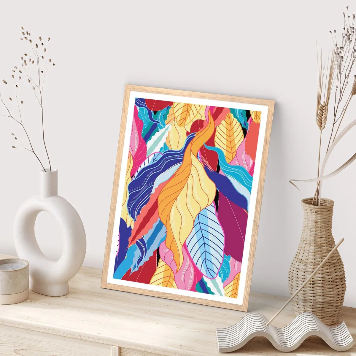 Plakát v rámu světlý dub - Barevný nepořádek - 70x100 cm