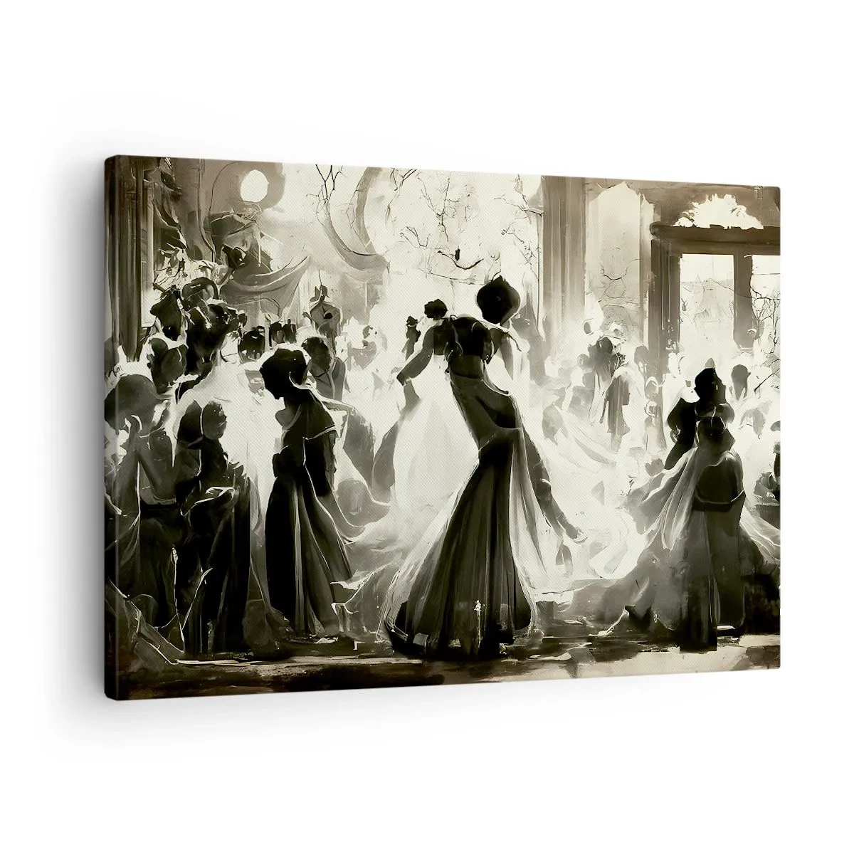 Obraz na plátně - Retro styl míče v černé a bílé barvě - 70x50cm - Velká maškaráda - Moderní nástěnná dekorace do obývacího pokoje a ložnice ARTTOR