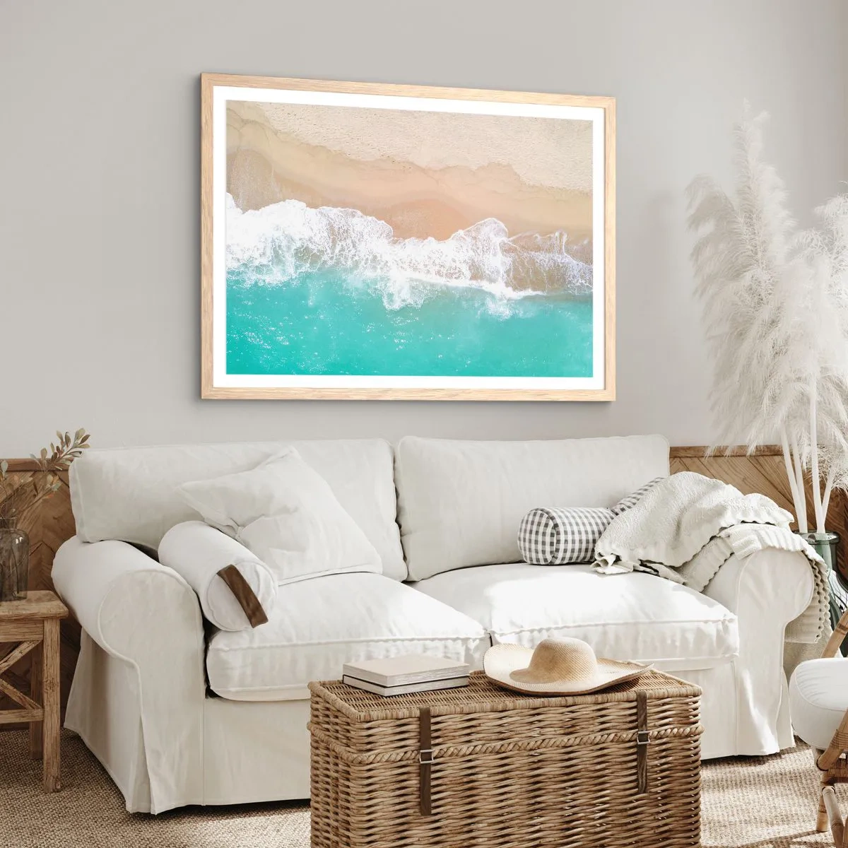 Plakát v rámu světlý dub - Mazlivý dotek - 100x70 cm