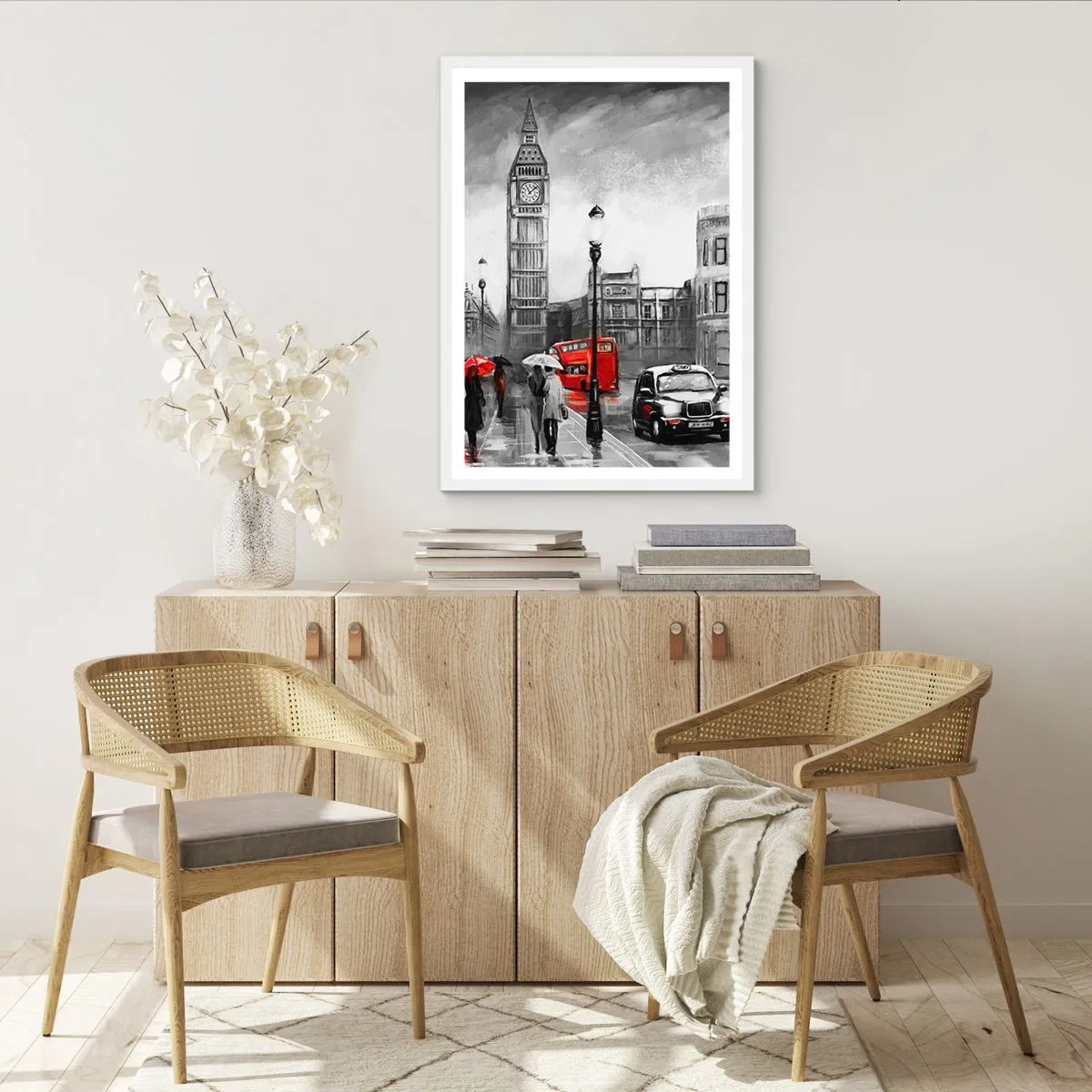 Plakát v bílém rámu - Vůbec ne šedé město - 70x100 cm
