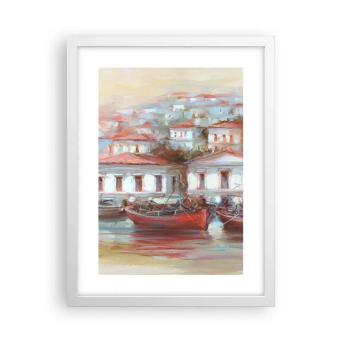 Plakát v bílém rámu - Šťastné městečko - 30x40 cm