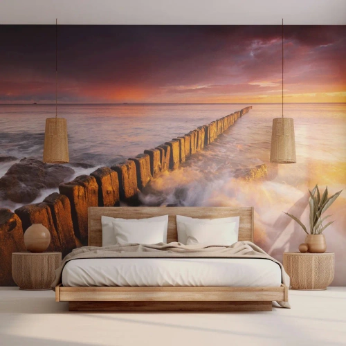 Fototapeta Premium Sand - Jemnost vln - Krajina, Západ slunce, Baltské moře - 200x140 cm