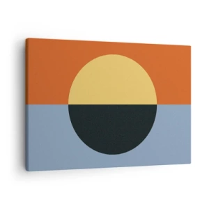 Obraz na plátně - Geometrická abstrakce s kontrastními barvami - 70x50cm - Kompozice tepla a chladu - Moderní nástěnná dekorace do obývacího pokoje a ložnice ARTTOR